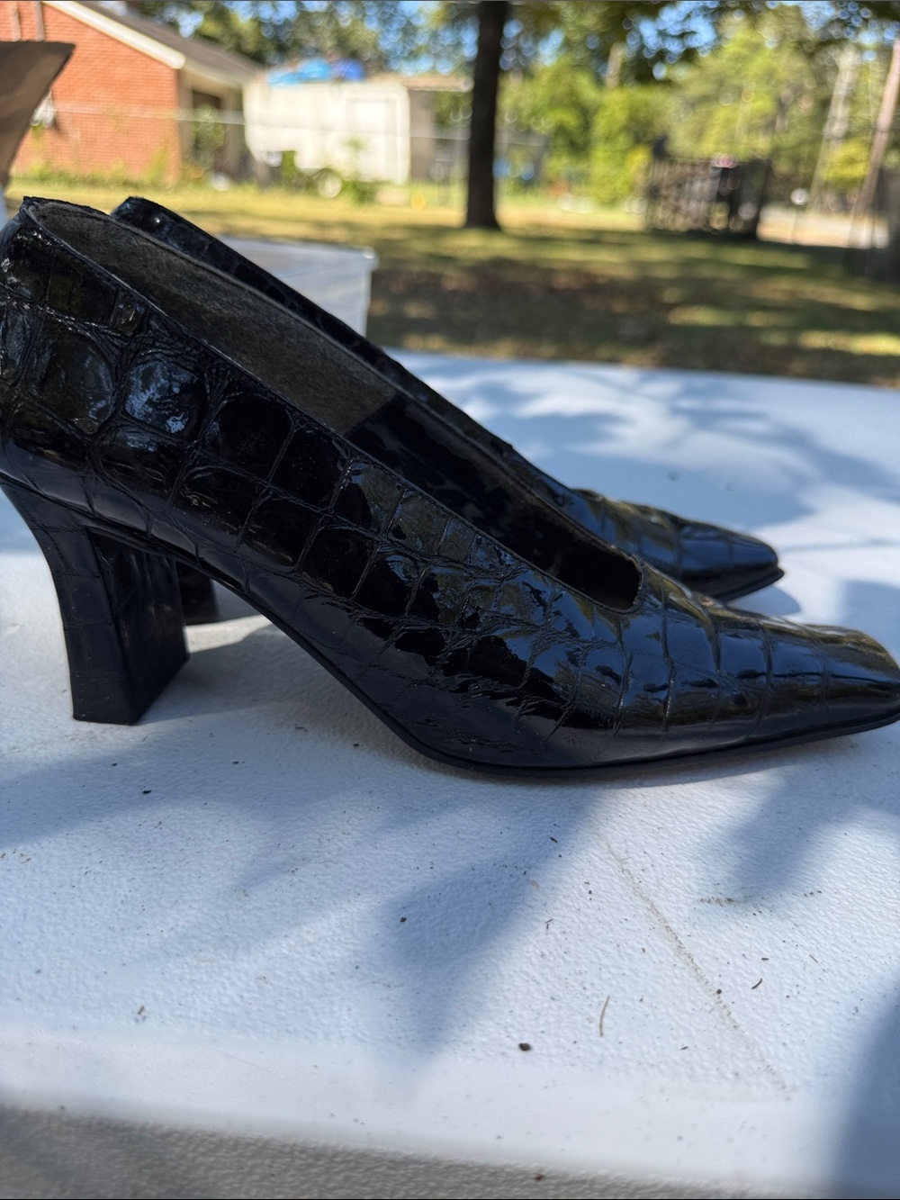 Classic Black Croc-Embossed Women's Heel